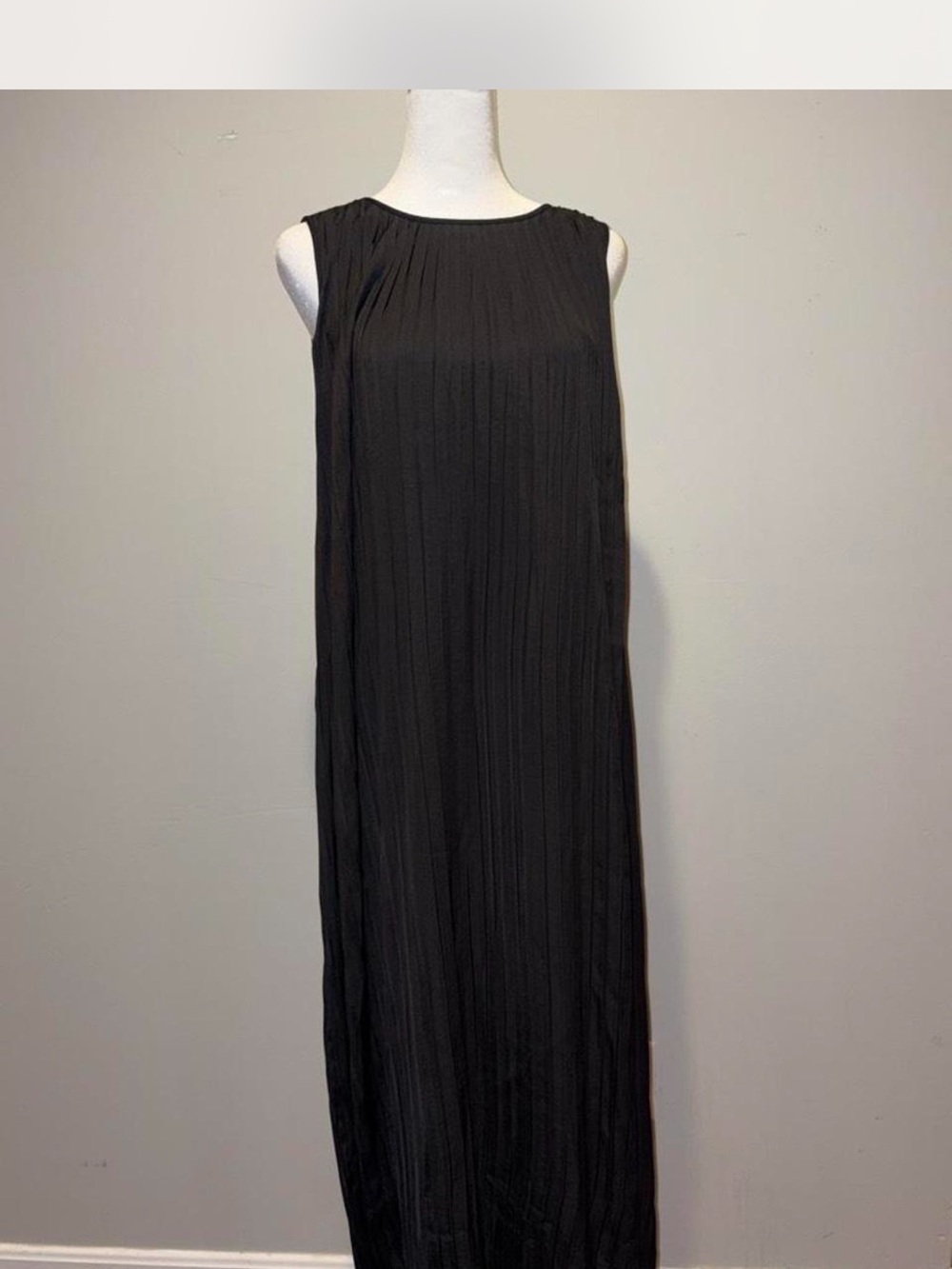 Banana Republic Black Sleeveless Maxi with Pleated Texture